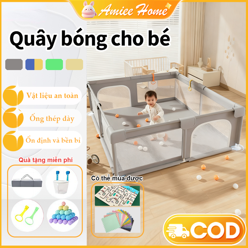 Quây bóng cho bé,Quây Vải Nhà Bóng Cho Bé,dành cho trẻ nhỏ,Khung Inox Dày,Có quà tặng