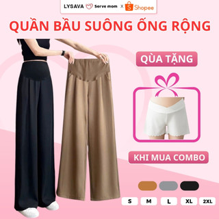  Quần Bầu Ống Rộng Co Giãn Mềm Mịn Quần Dài Bà Bầu Mặc Đi Làm Ở Nhà Che Bụng Hiệu Quả Tôn Dáng Gọn Gàng Lysava QB7 