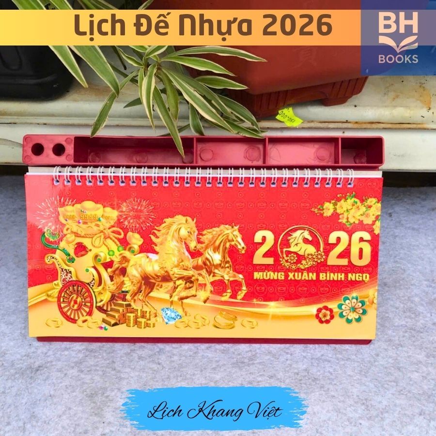 Lịch để bàn đế nhựa (13x28cm), Lịch bàn đế nhựa lò xo giữa (17x28) năm 2026 [𝗕𝗮̉𝗼 𝗛𝗮̂𝗻 𝗕𝗢𝗢𝗞𝗦]