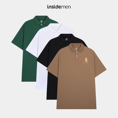 Áo polo nam tay ngắn họa tiết INSIDEMEN form rộng IPS085S3