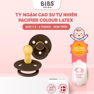 Ty ngậm BIBS Pacifier Colour Latex núm tròn cao su tự nhiên, Size 1 từ 0-6 tháng tuổi