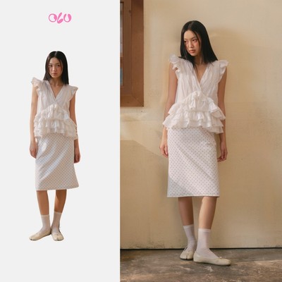 Chân váy OLV midi trẻ trung Polka Dot Midi Skirt và Midi Pencil Skirt phù hợp đi chơi đi học