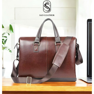 Cặp Da Thật San Leather 8332 chính hãng.Túi xách công sở.cặp Da laptop.