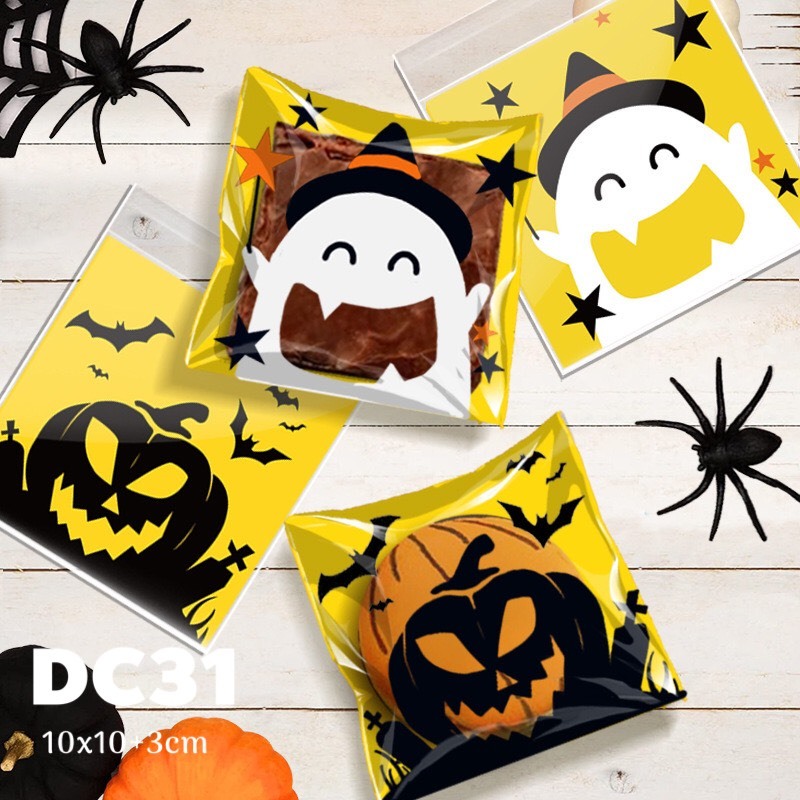Túi đựng bánh dán miệng 10x10+3cm Hallowen nhiều mẫu