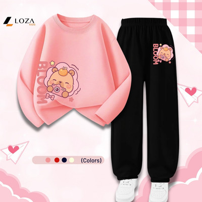 Bộ thu đông bé gái Capybara đáng yêu - Bộ quần áo dài tay cho bé gái cân nặng từ 15-43kg - Loza Kids BW001