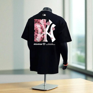 Áo phông  MLB nam nữ cao cấp, 100% cotton co giãn 2 chiều , định lượng 250gms, NY Hoa Hồng