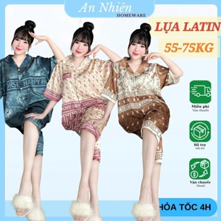    55-75 KG   Bộ mặc nhà pijama lửng bigsize vải lụa Latin họa tiết sang chảnh vải mịn mát 