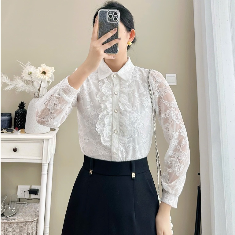 Áo Sơ Mi Nữ,  áo sơ mi nữ voan, áo sơ mi voan hoa Moda005