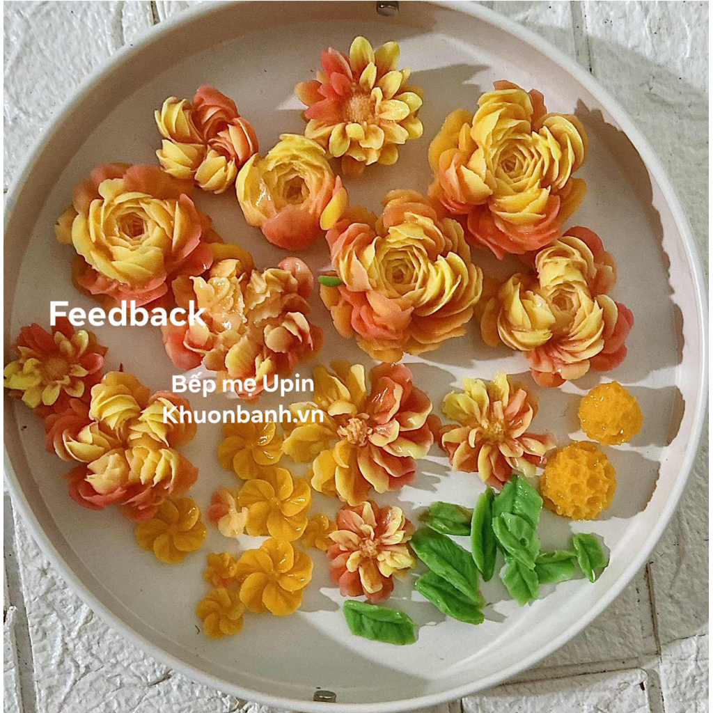 Sét 14 khuôn hoa silicon phong cách Hàn Quốc làm bánh rau câu socola piping gel cao cấp