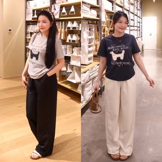  Set ĐỒ Bộ Nữ Áo Cotton Tici IN CÚN Bo Viền  Mix Quần Baggy Kate Cotton Chấm Bi Nhỏ  Phối Bèo Bigsize  42-83 KG Mới 