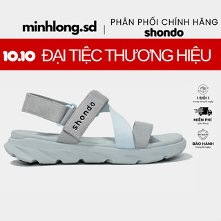 Giày Sandals Nam Nữ Shondo F6 Sport Đế Xám Phối Quai Xanh Da Trời F6S2030
