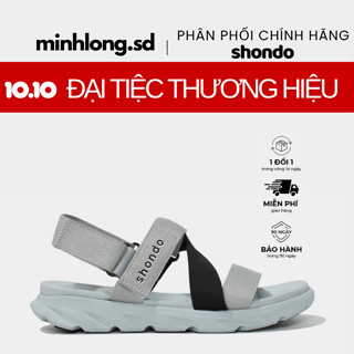 Giày Sandals Nam Nữ Shondo F6 Đế Xám Phối Quai Đen F6S2011