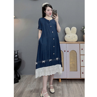 (Đủ size đến 100kg)Váy bầu,đầm bầu Bigsize chất bò lụa phối cúc