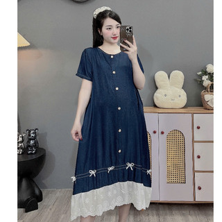 (Đủ size đến 100kg)Váy bầu,đầm bầu Bigsize chất bò lụa phối cúc