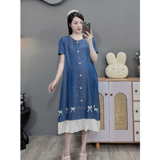 (Đủ size đến 100kg)Váy bầu,đầm bầu Bigsize chất bò lụa phối cúc