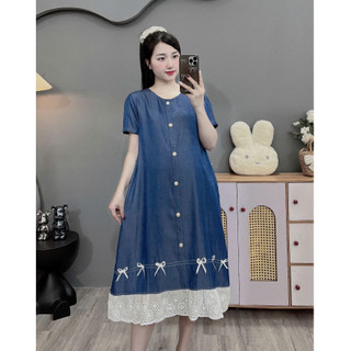 (Đủ size đến 100kg)Váy bầu,đầm bầu Bigsize chất bò lụa phối cúc