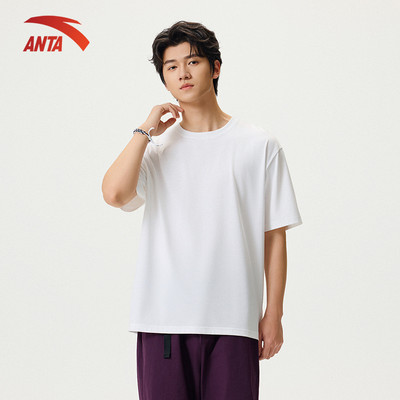 ANTA Nam Outdoor Camping Áo thun tay ngắn trơn Áo Phông Nam T-shirt form rộng rãi 152528183U
