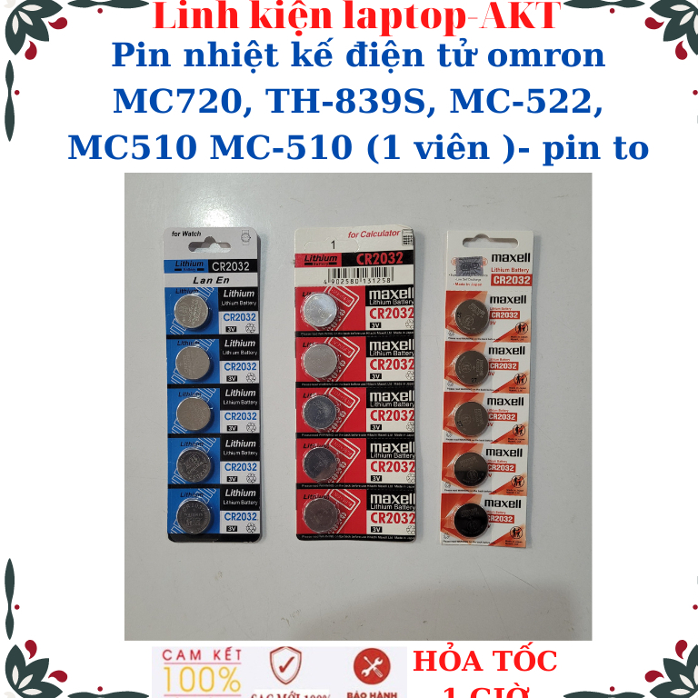 Pin CR2032 nhiệt kế omron  MC720 TH-839S MC-522 MC510 MC-510 Chìa khóa xe máy smartkey Honda SH Visi