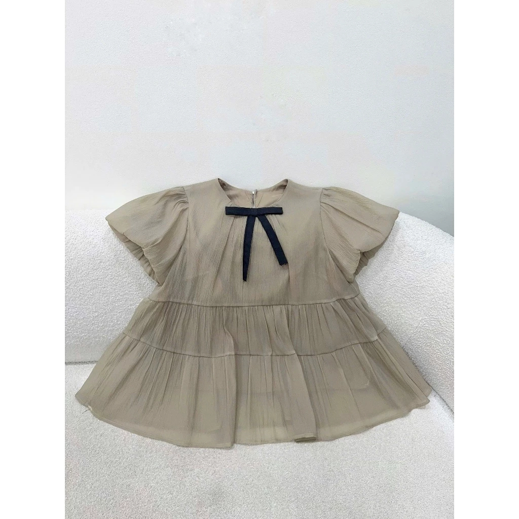 (Tặng kèm nơ) Áo nữ kiểu babydoll xoè tay bồng tiểu thư công chúa chất tơ xốp HA305 | BigBuy360 - bigbuy360.vn