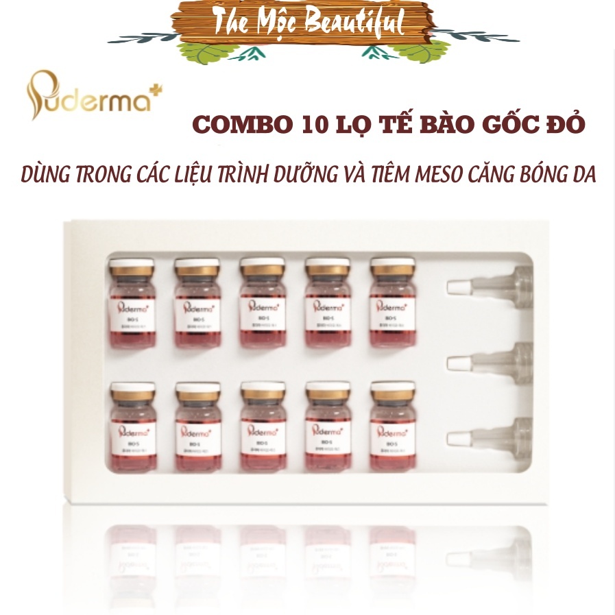 Combo 10 lọ Tế Bào Gốc Đỏ PUDERMA BIO-S Đỏ, tiệt trùng 100% mờ nám, tàn nhang, phục hồi tái tạo