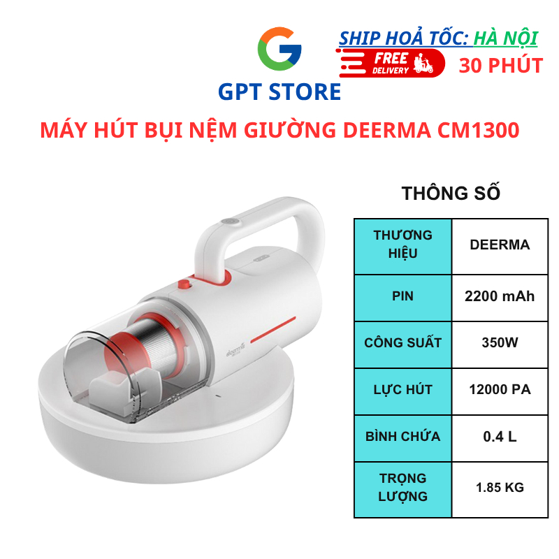Máy Hút Bụi Giường Nệm Deerma CM1300 – Hút Bụi, Diệt Khuẩn UV, Cầm Tay Đa Năng - BH 12 Tháng