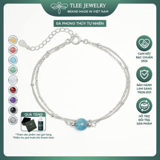 Vòng tay bạc nữ TLEE bạc 925 dây kép bi mix hạt đá phong thủy tự nhiên và và charm bi bóng TLEE JEWELRY LT0421