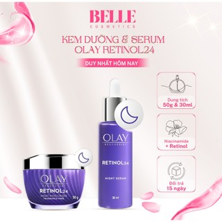  Kem Dưỡng Da Ban Đêm OLAY RETINOL + Serum RETINOL Thúc Đẩy Tái Tạo Da Mờ Nếp Nhăn OLAY Chiết Xuất RETINOL 50G + 30ML 