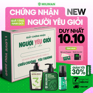 Bộ quà tặng bạn trai - Sữa rửa mặt nam & Bọt vệ sinh nam & Sữa tắm gội - Tặng Bộ 20 Love Coupons Người Yêu Giỏi Miliman