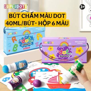 BÚT MÀU CHẤM DOT, Hộp 6 Màu Pastel Ánh Kim Tặng Bộ Tranh, Bút Màu Chấm Tròn Cho Bé Từ 2 Tuổi