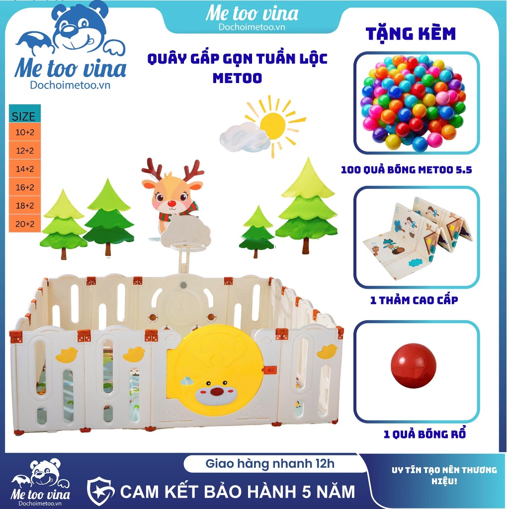 quây cũi nhựa nguyên sinh an toàn cho bé tặng kèm bóng và thảm