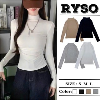Áo Thun Tay Dài Cổ Lọ Dáng Dài Chiết Eo Tôn Dáng Chất Borip Lụa, Áo Thun Giữ Nhiệt Tay Dài Cổ Cao Mềm Mịn  Co Giãn RYSO