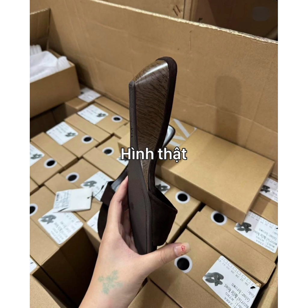 Dép cao gót nâu mũi vuông hở ngón da lộn đế cao 5cm — phong cách tối giản Hàn Quốc sang trọng dễ phối đồ 𝟴𝟳𝟴𝟱 | BigBuy360 - bigbuy360.vn