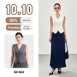 Áo Gile Thiết Kế Dạng Vest Cổ V có đai chiết eo gile nữ cao cấp công sở sang trọng thanh lịch