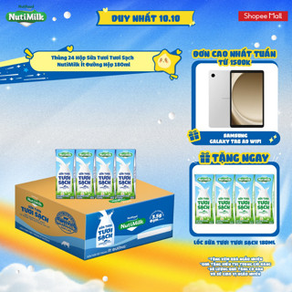Thùng 24 Hộp Sữa Tươi Tươi Sạch NutiMilk Ít Đường Hộp 180ml