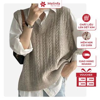  Áo len gile nữ áo len cổ V len dệt kim mềm mịn co giãn mặc mùa thu đông MELINFA VAA0460 