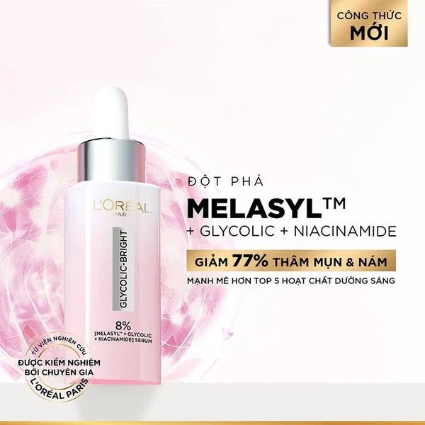 Serum Dưỡng Sáng Da Mờ Thâm Nám Loreal Glycolic Bright 8% [Melasyl+Glycolic+Niacinamide] 30ml