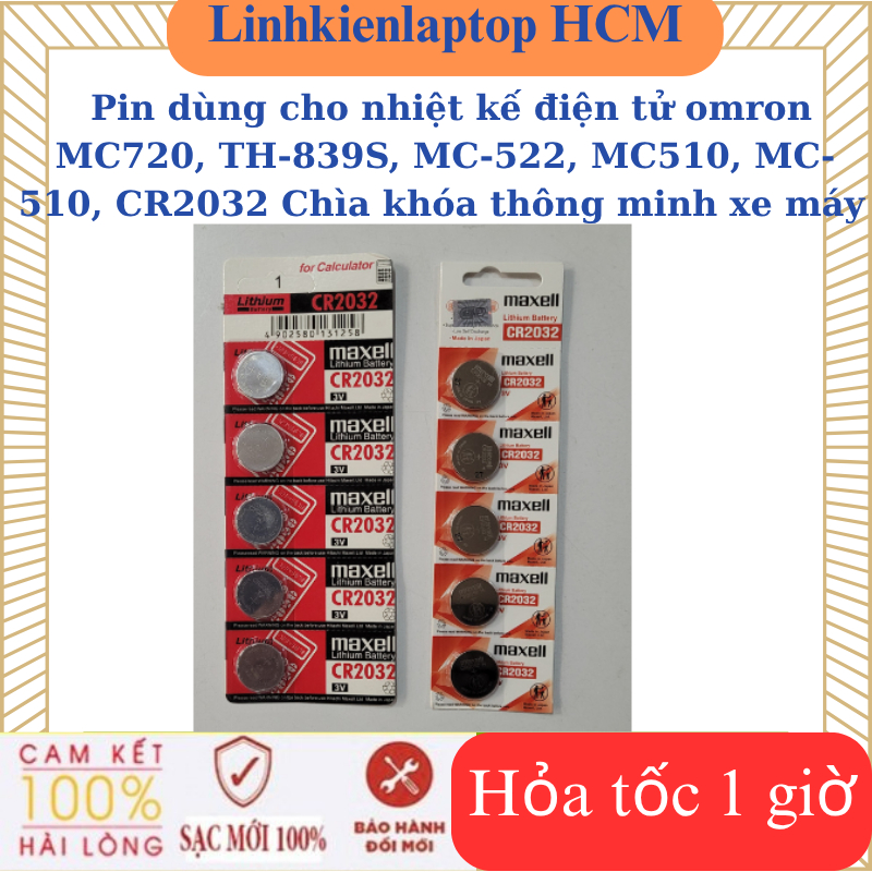 Pin dùng cho nhiệt kế điện tử omron MC720, TH-839S, MC-522, MC510, MC-510, CR2032 Chìa khóa thông mi