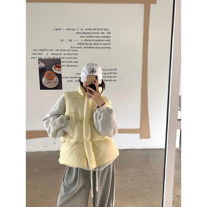 MoseQueen/ Áo Phao Gilê Ấm Áp Cổ Đứng Hàn Quốc Màu Kẹo Ngọt Nhiều Lớp Dày Cho Nữ Rộng Rãi Mùa Đông 2