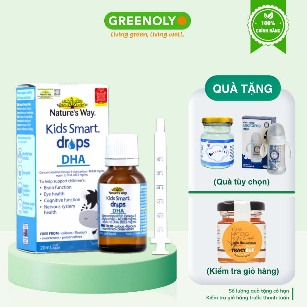 DHA Drops Nature's Way Kids Smart Drops Siro Thông Minh Bổ Sung DHA EPA, Hỗ Trợ Bổ Não Và Mắt Cho Bé