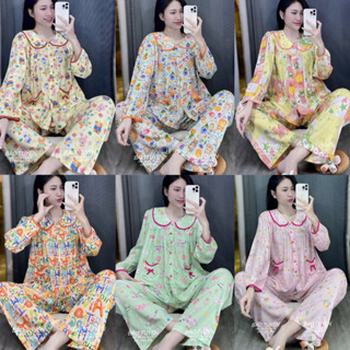 Bộ đồ Tole Lanh cổ sen bèo viền ren áo babydoll tay dài quần 9 tấc