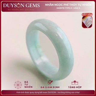 Nhẫn ngọc phỉ thúy tự nhiên Bạch ngọc phớt xanh táo Jade Type A Myanmar Duyson Gems