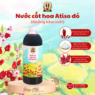 Nước cốt atiso đỏ đường phèn chua ngọt [Chai 1lit] - không kèm mứt - không chất tạo màu