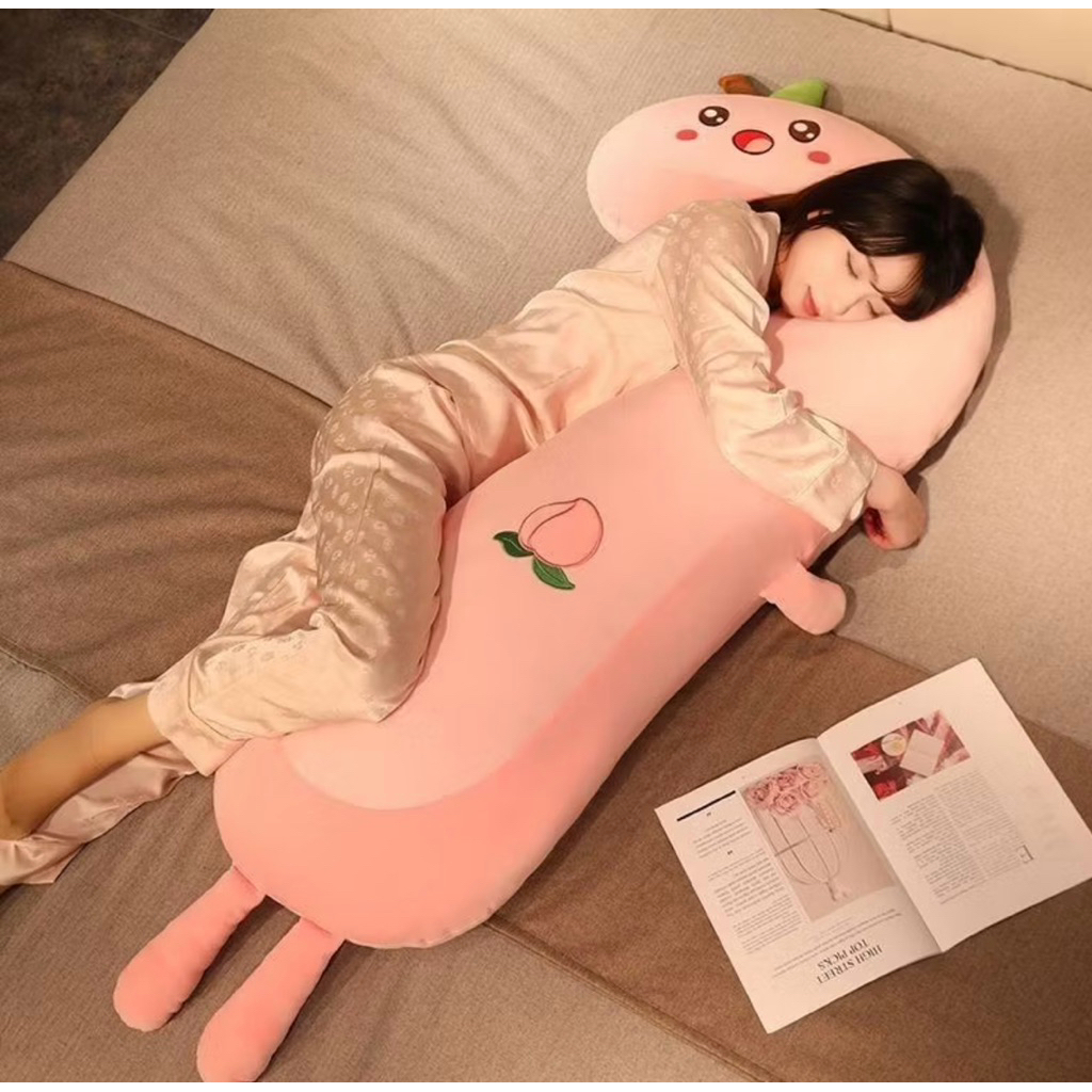 (Gối ôm 2in1) Gối bông hình trái cây đủ màu size 1m4 khổ vải