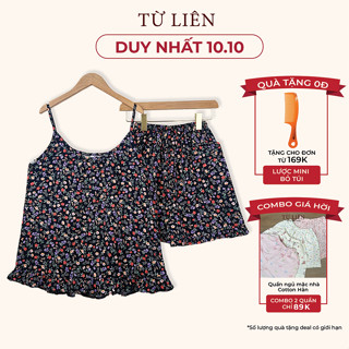 [Form rộng] Đồ bộ Tole xuất khẩu 2 dây, bộ Lanh mặc nhà Từ Liên thoáng mát, ít nhăn, ít co rút - DB006