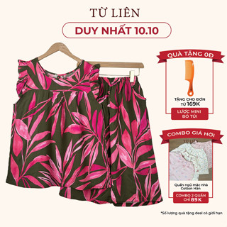 Đồ bộ cánh tiên Tole xuất khẩu, bộ lanh trung niên cho mẹ mặc nhà TỪ LIÊN ít nhầu quần lửng  - DB003