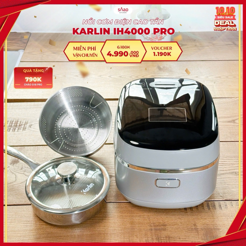 (Rẻ vô địch)(Chính hãng) Nồi cơm điện cao tần Karlin IH4000 Pro