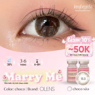 (OLENS) Kính áp tròng sz GIÃN TRÒNG choco sữa MARRY ME CHOCO chính hãng KOREA | HSD 3-6 tháng | Lens cận | LENSFORGIRLSS