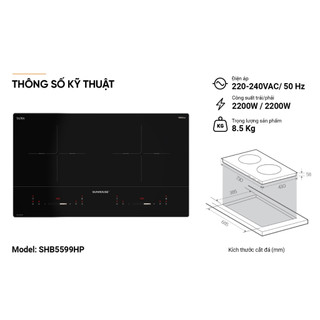 Bếp Đôi Điện Từ SUNHOUSE SHB-5599HP Mới Nhất 2026 ( Thay thế SHB 9101 ), INVERTER Tiết Kiệm Điện