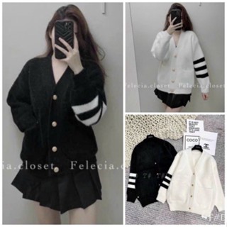  ÁO Khoác Nữ  Cardigan Thom Browne lông thỏ Áo Len Mịn Cardigan nam và nữ PHONG CÁNH HÀN QUỐC Hàng Quảng Châu cao cấp 