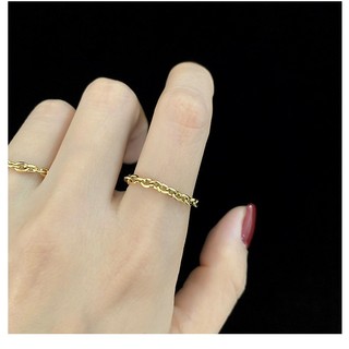Nhẫn Titan Nữ Dây Xích Đơn Giản Cá Tính Không Đen Chống Dị Ứng TT 3372